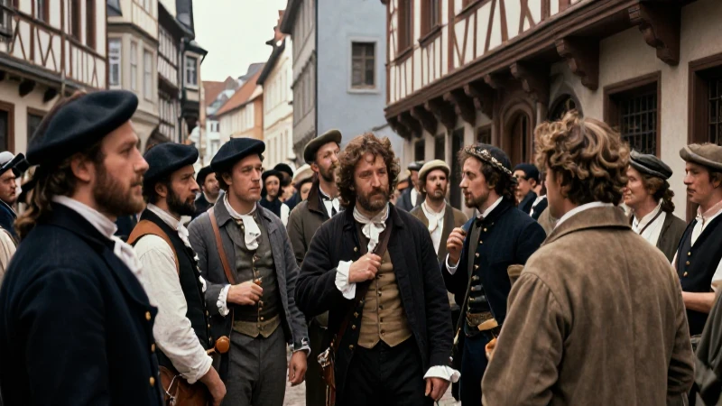 Revolucionarios alemanes en 1848, atmósfera histórica dramática
