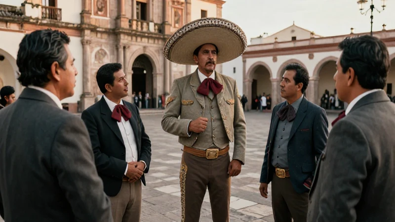 Revolucionarios mexicanos discuten en plaza antigua