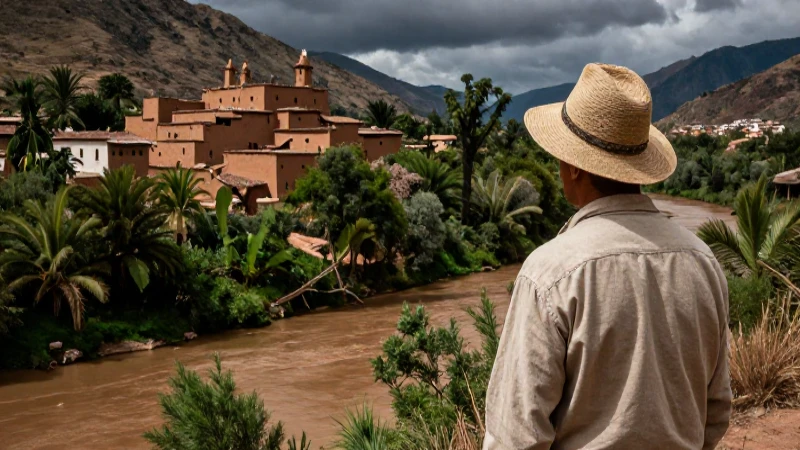 Viajero observa valle exuberante y hacienda colonial