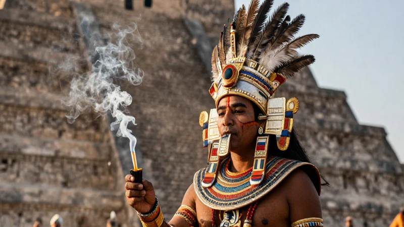 Sacerdote azteca en ceremonia dorada