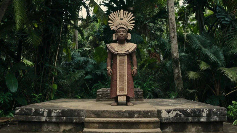 Figura Olmeca en plataforma ceremonial
