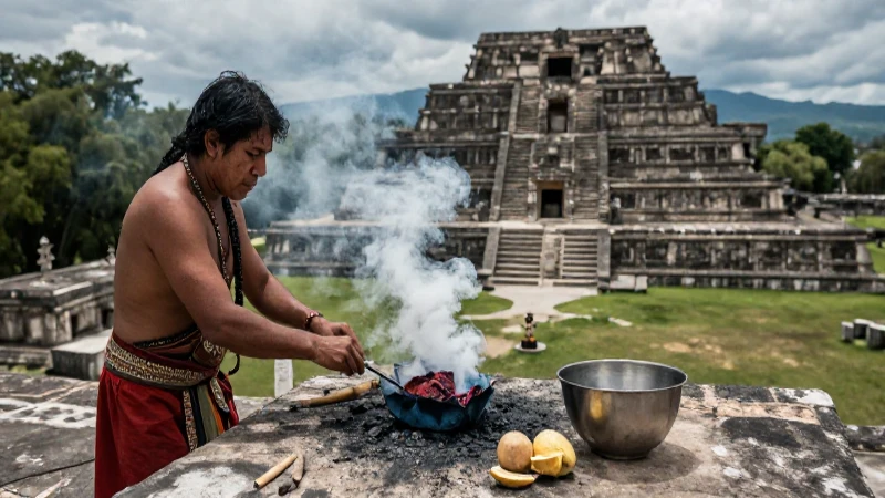 Sacerdotes mexicas realizan sahumados en templos