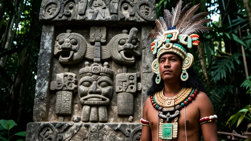 Sacerdote Olmec ante altar antiguo