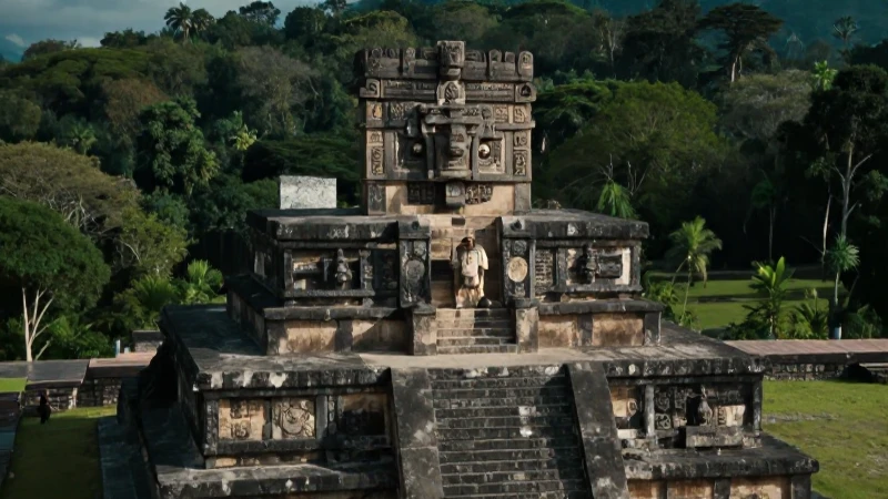 Dramático sacerdote azteca en Templo Mayor