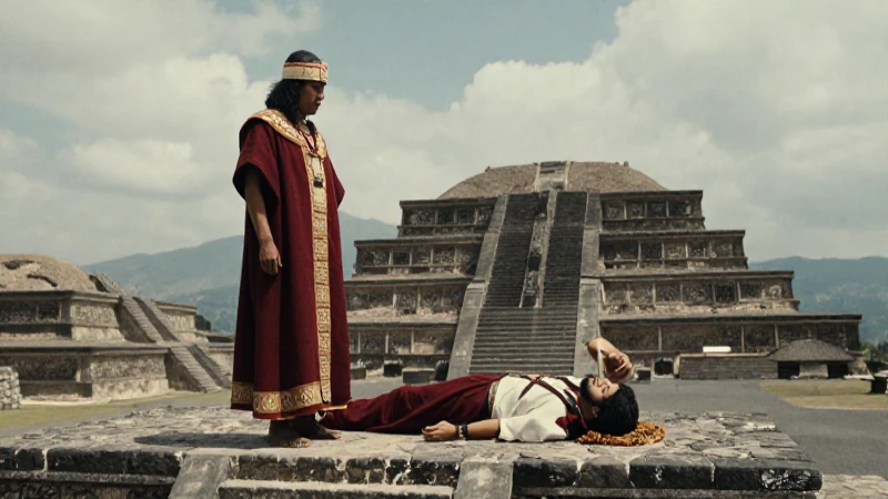 Sacerdote azteca con víctima en Tenochtitlan