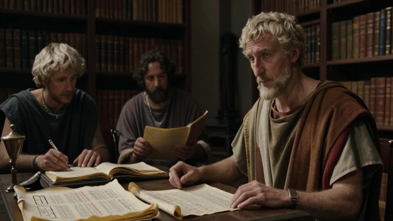 Augustin en una biblioteca romana iluminada