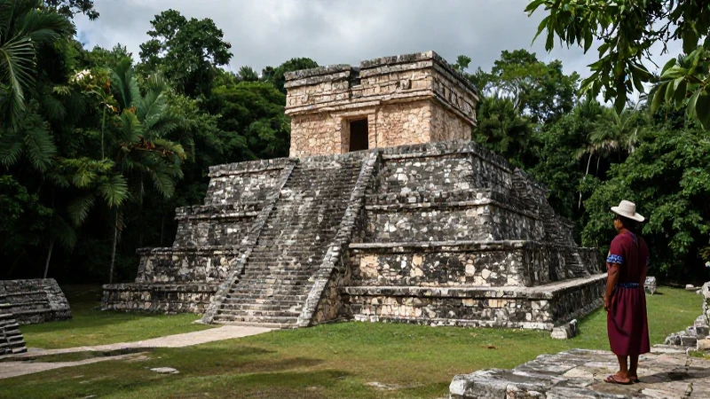 Ruinas mayas, figura local en Cozumel y selva