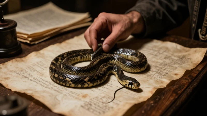 Naturalista estudia serpiente antigua en estudio clásico