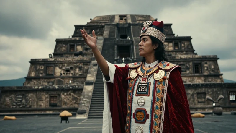 Ritual Mexica ante templo de Tenochtitlan