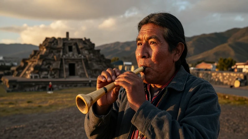 Cuáles son las funciones del silbato prehispánico en la Mixteca 29 Hombre Mixteco toca flauta antigua en paisaje dramático