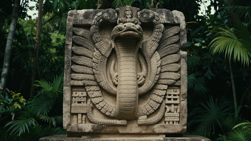 Serpiente emplumada en estela maya
