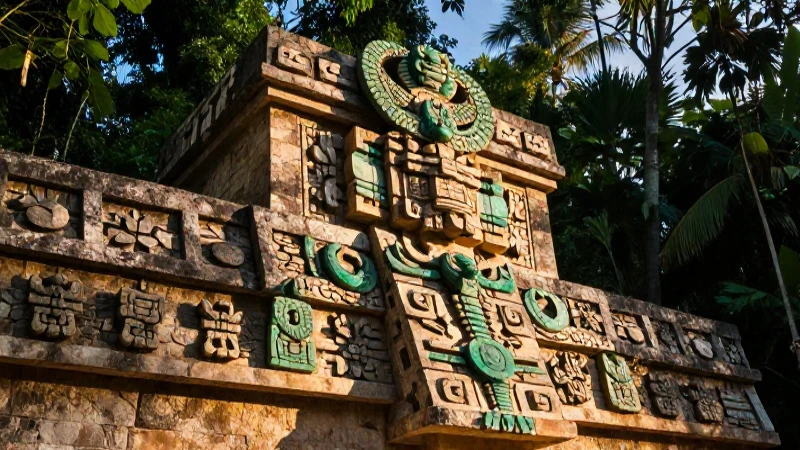 Sacerdote maya bajo Uxmal en luz dorada