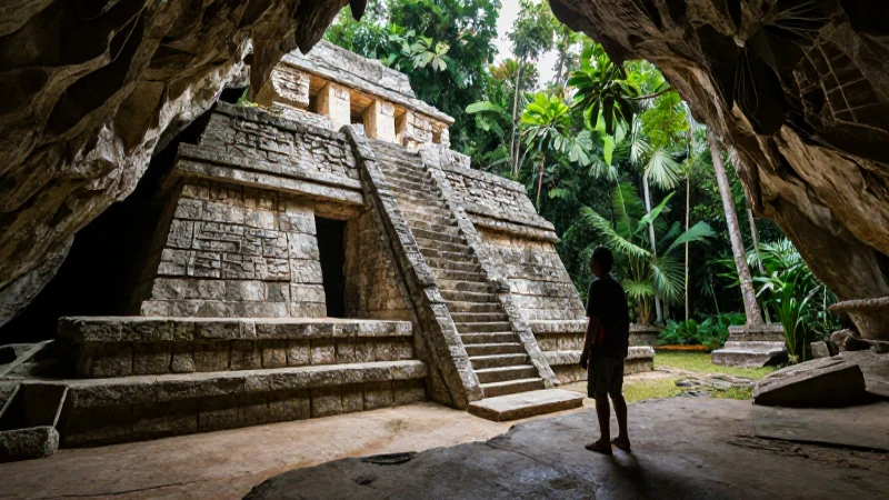 Sistema Sac Actun: Promoción como Bien Mixto ante la UNESCO 32 Arqueóloga Maya en templo antiguo de Sac Actun
