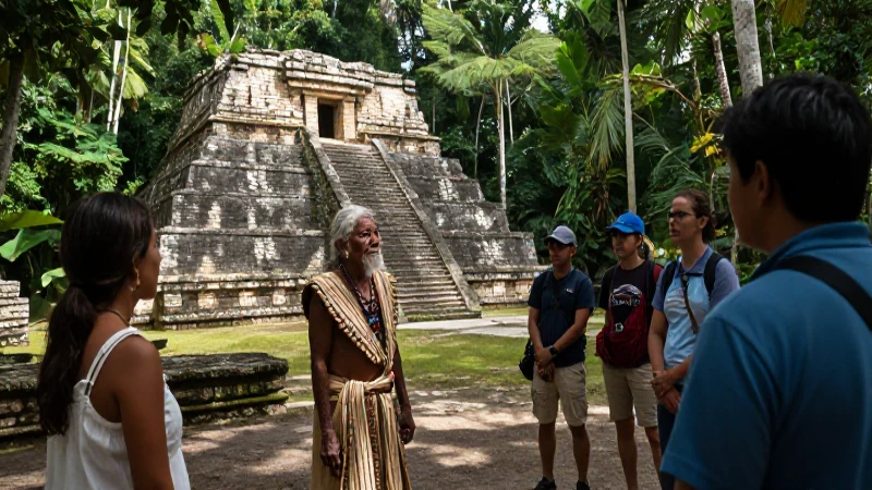Sistema Sac Actun: Promoción como Bien Mixto ante la UNESCO 33 Anciano maya en ruinas con académicos
