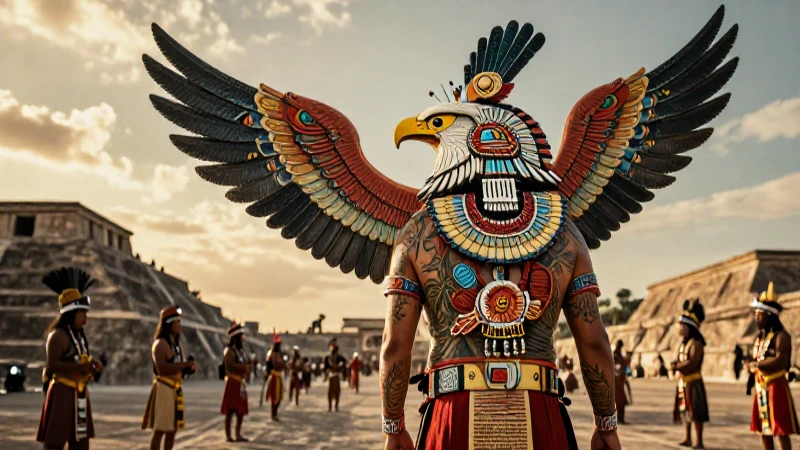 Guerrero azteca, tatuajes de poder y águila