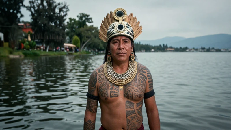 Guerrero azteca con tatuajes en Xochimilco
