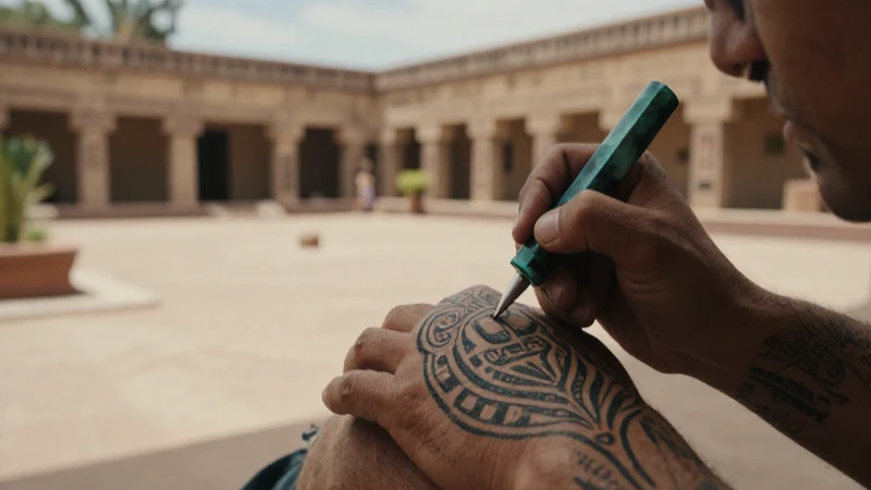 Maestro azteca realiza diseño ritual
