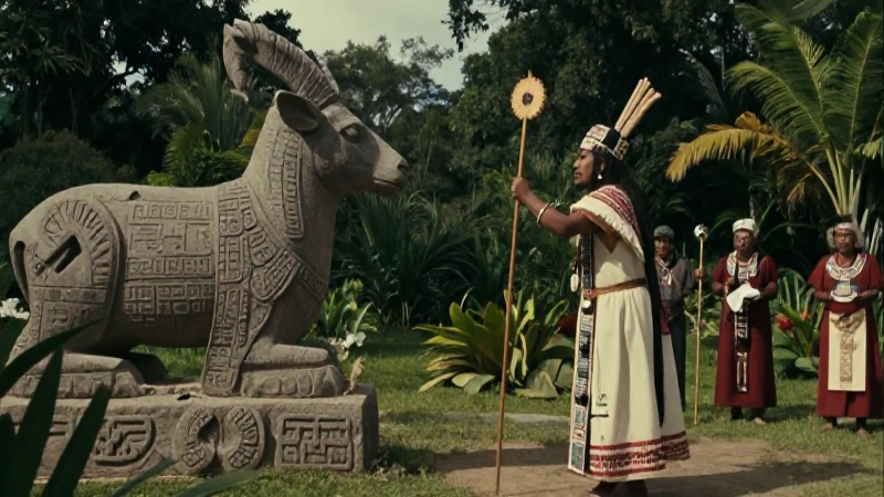 Te cuhtli: el simbolismo del venado en tierras mexicanas 14 Sacerdote azteca realiza ritual sacrificatorio en paisaje mesoamericano
