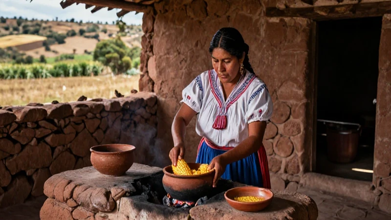 Cuál es la cultura, historia y atractivos de Temascaltepec 282 Mujer mexicana cocina en adobe bajo sol cálido