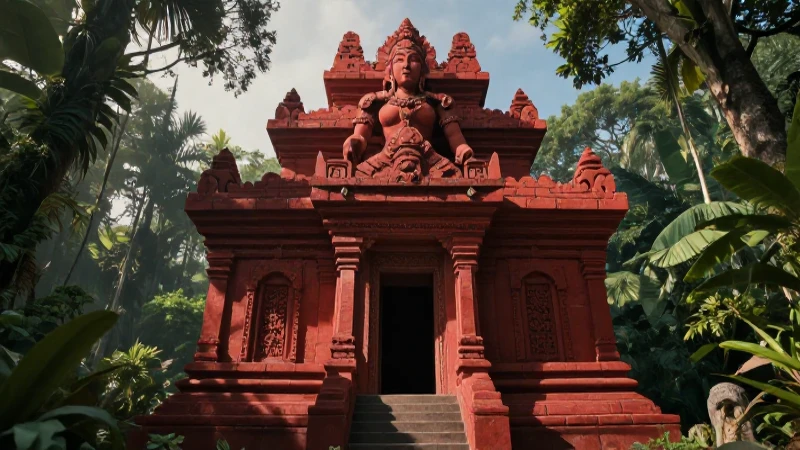 Qué secretos y misterios oculta el Templo de la Reina Roja 48 Gobernante majestuoso en antiguo templo rojo