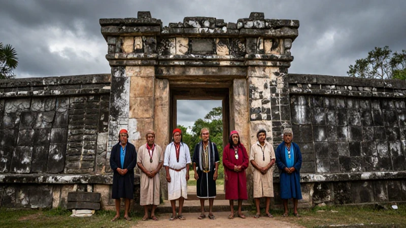 Ancianos indígenas ante el templo de San Lorenzo