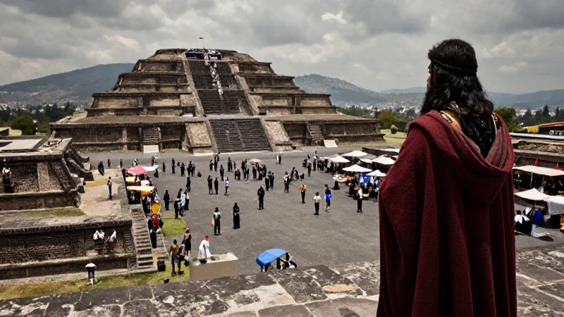 Templo Mayor: vibrante mercado azteca dramático