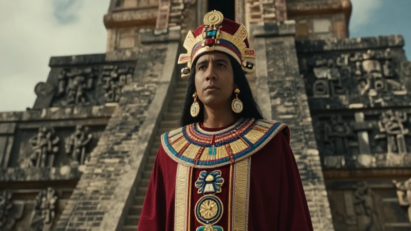Sacerdote Mexica en templo majestuoso