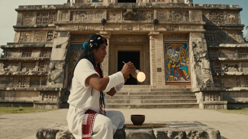 Sacerdote mexica rinde culto en ruinas de Tepantitla