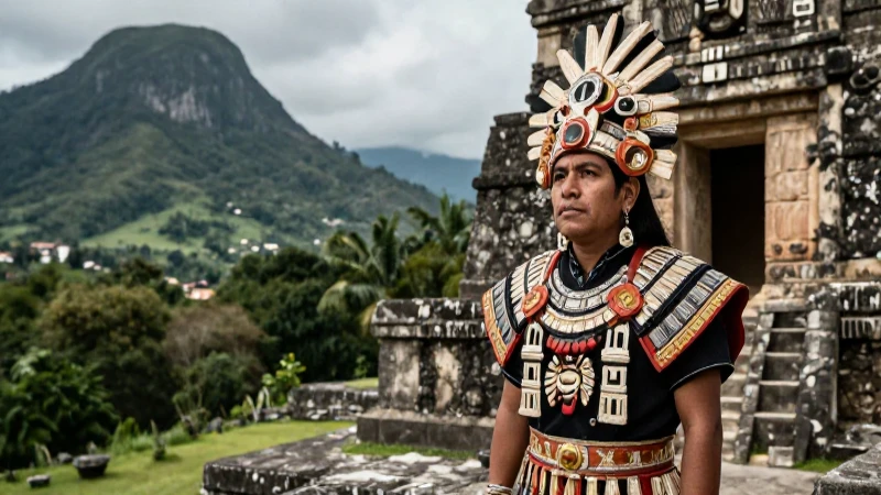Noble mixteco en templo de Tilantongo