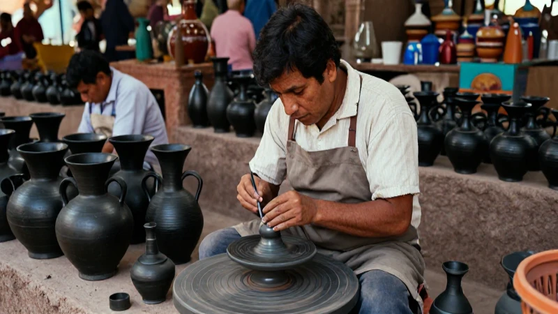 Cerámica azteca negra en el mercado de Tenochtitlan