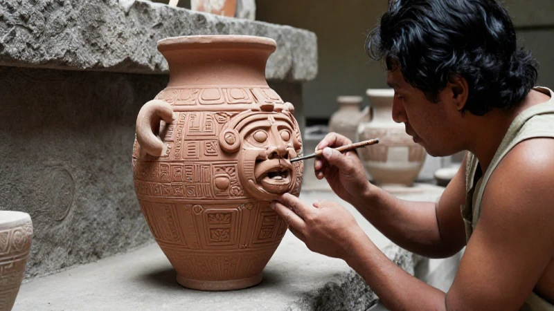 Artesano azteca en taller de Tenochtitlan