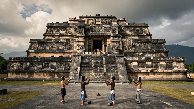 Templo mexica antiguo en un dramático amanecer