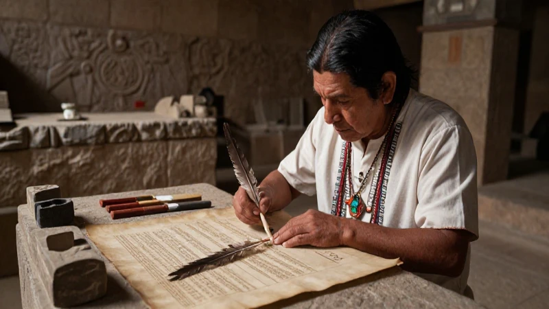 Tlacuilos: Guardianes de la Historia y Sabiduría Ancestral 41 Scribe mexica pintando códices antiguos