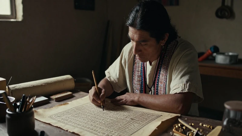 Tlacuilos: Guardianes de la Historia y Sabiduría Ancestral 44 Tlacuilo pinta un códice azteca