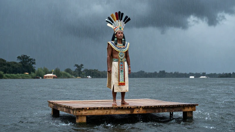 Tláloc: el antiguo dios de la lluvia y la tierra en México 22 Jefe azteca bajo lluvia en Tenochtitlan
