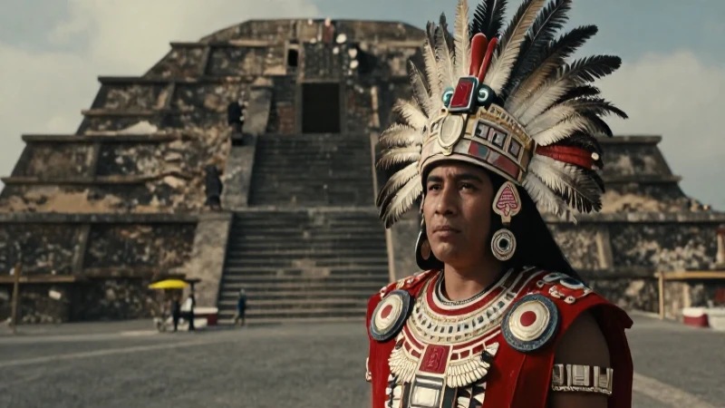 Grandioso Tlatoani mexica en Tenochtitlan