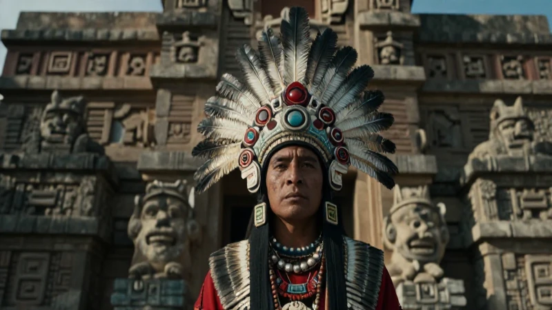 Tollocan: Un vistazo a su cultura y conexión con Toluca 10 Sacerdote Tolteca ante templo antiguo