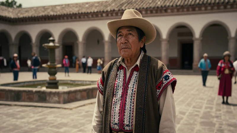 Líder indígena de Totolapa en plaza histórica