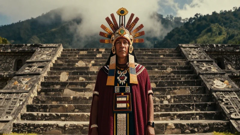 Totoquihuatzin: Un viaje a la historia y cultura ancestral 26 Sacerdote indígena en templo mesoamericano