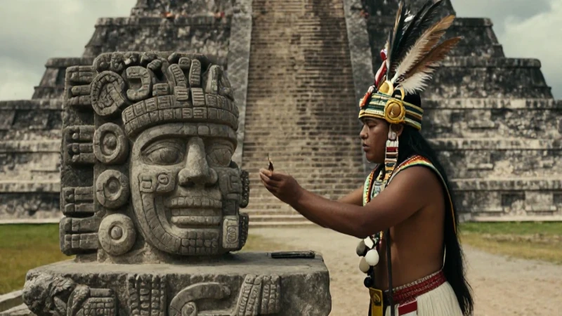 Qué es Tozoztontli y cuál es su importancia cultural 11 Sacerdote mesoamericano ante altar de Coatlicue