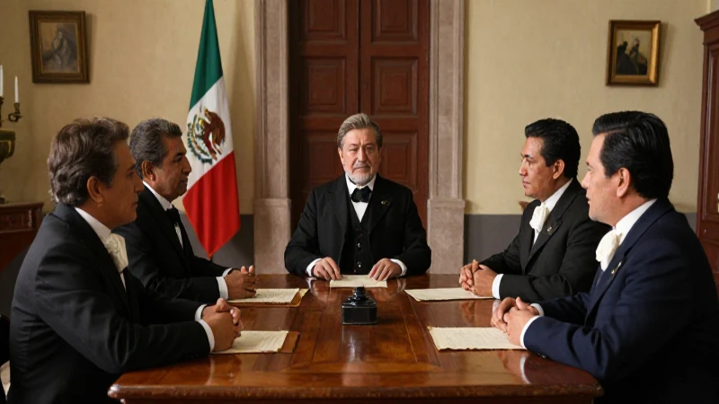 Diplomáticos mexicanos negocian en un entorno colonial histórico