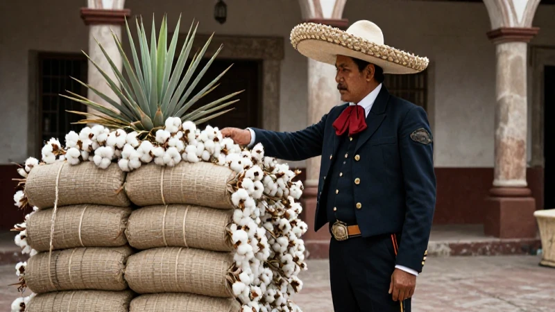 Comerciante mexicano inspecciona productos en puerto colonial