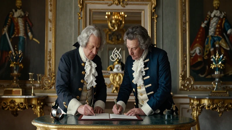 Napoleón y Carlos IV firmando el tratado