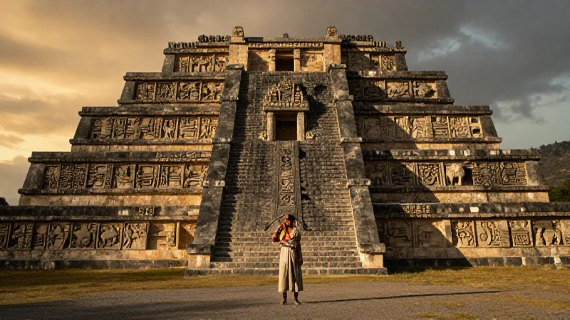 Tula: Descubre la Zona Arqueológica de Tula y sus Pirámides 3 Figura histórica en pirámide Tolteca al atardecer