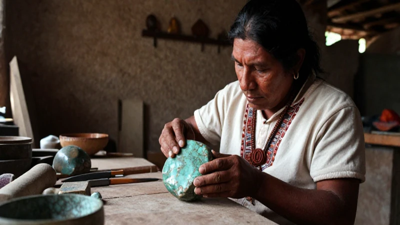Qué significado tiene la cálida piedra verde turquesa 10 Artisano azteca pule turquesa en su taller