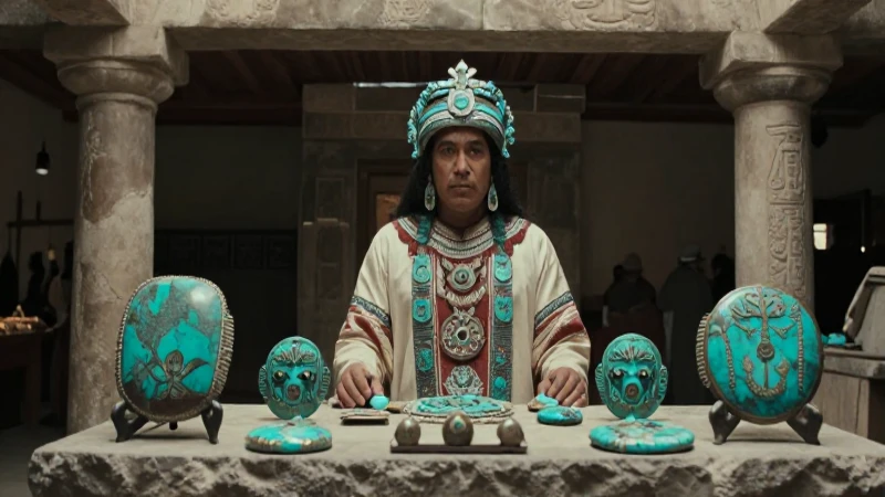Qué significado tiene la cálida piedra verde turquesa 7 Sacerdote mexica en el mercado de Tenochtitlan