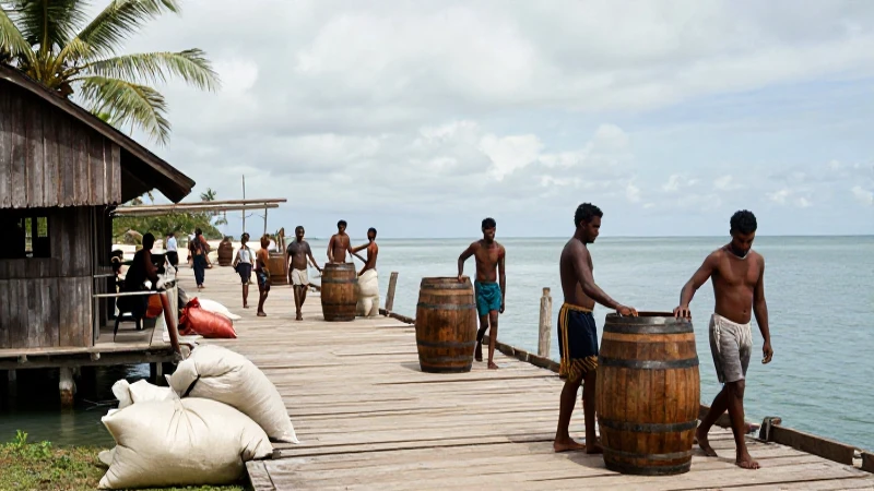 Tututepec: Claves de su economía y situación política actual 10 Mercader colonial y trabajadores en muelle tropical