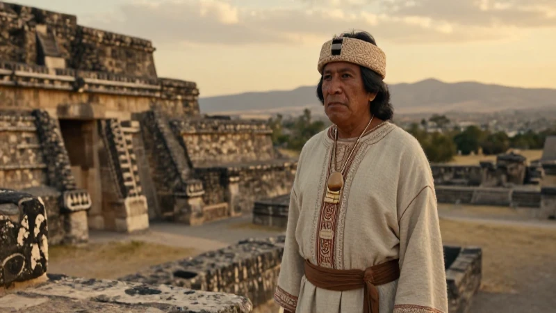 Persona ancestral en ruinas zapotecas