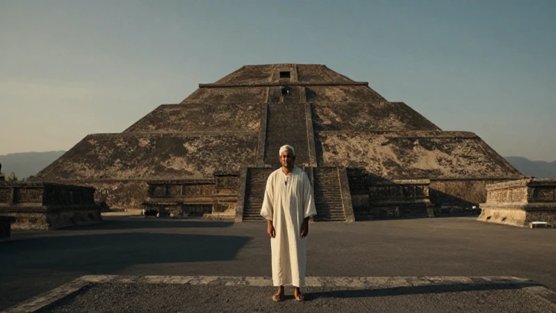 Sacerdote solitario bajo el Sol de Teotihuacán