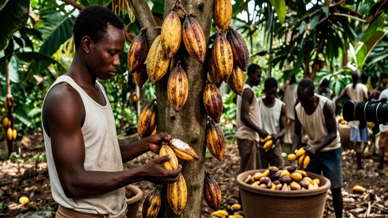 Cuáles son las variedades de cacao y su distribución global 21 Cosecha de cacao en plantación colonial africana